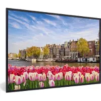 PosterMonkey Fotolijst incl. Poster - Skyline - Grachten - Amsterdam - 30x20 cm - Posterlijst