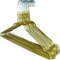 Home & Garden 50 x draadhangers, metalen kleerhangers, draadkleerhangers, set goud, overhemdenhangers, bloushangers, hoogwaardige poedercoating, 40 cm