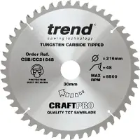 Trend Crosscut cirkelzaagblad 216x30x2,6mm 48T