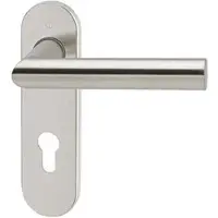 Hoppe Greepenset, Set korte platen Amsterdam E1400Z/353K roestvrij staal F69 PZ set afgeronde hendelgrepen (Deurgreep)