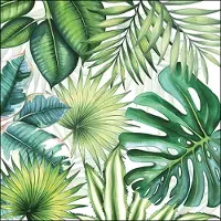 Ambiente Servet 33cm Tropical Leaves Groen groen Papier Decoratief
