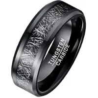 Mendes heren ring Wolfraamcarbide zwart Vermiculiet Inlay-17mm