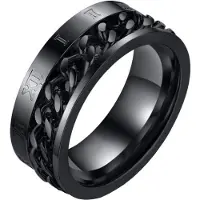 Mendes heren ring Cuban Link Roman Numeral Black-21.5mm