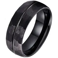 TJ Tom Jaxon Tom Jaxon wolfraam Ring Facet Groef Mat Zwart-22mm