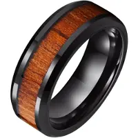 TJ Tom Jaxon Wolfraam heren ring Tom Jaxon zwart Glans Palissander Inlay-17mm