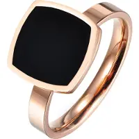 LGT JWLS Dames Ring Rose Veguld Staal Zwart Acryl-16mm