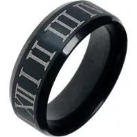 LGT JWLS Zwarte stalen ring met Romeinse Cijfers-20mm