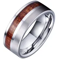 TJ Tom Jaxon Tom Jaxon heren ring Wolfraam Zilverkleurig Palissander Inlay-21mm