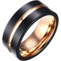 Mendes Heren ring Wolfraam Verguld Rosegoud 8mm-19mm