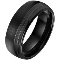 TJ Tom Jaxon Wolfraam heren ring Tom Jaxon Groef Zwart Mat en Glans-21mm