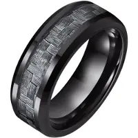TJ Tom Jaxon Wolfraam heren ring Tom Jaxon zwart Glans Carbon Fibre Inlay-19mm