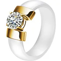Cilla Jewels dames ring Keramiek Wit met Goud-19mm