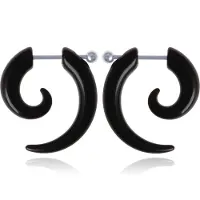 LGT JWLS Stud oorbellen Tribal Bone Zwart-15mm