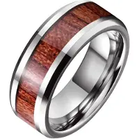 TJ Tom Jaxon Wolfraam heren ring Tom Jaxon Zilverkleurig Glans Palissander Inlay-21mm