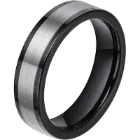 Mendes Wolfraam heren ring smal model Zwart Zilverkleurig 6mm-21mm
