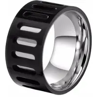 Mendes heren ring edelstaal Zwart met Zilver-19mm