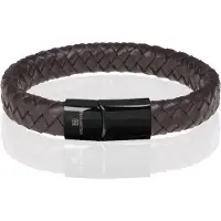 Memphis gevlochten leren armband Bruin Zwart-18cm