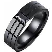 Mendes edelstaal heren ring Zwart Edelsteen-19mm