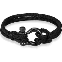 LGT JWLS Nautische heren armband Paracord Edelstaal Anker Zwart -19cm