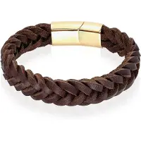 LGT JWLS Heren armband LGT Jewels Gevlochten Leer Edelstaal Bruin Goudkleurig-21cm
