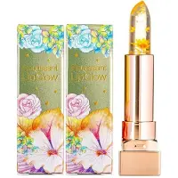 Glamfox Honey Flower Lip Glow Lipstick - 24 Karaat Goudkorrels Lippenstift met 100% Echte Honing Bloem - Lip Plumper - Lipverzorging - 2 Stuks
