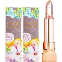 Glamfox Peach Flower Lip Glow Lipstick - 24 Karaat Goudkorrels Lippenstift met 100% Echte Perzik Bloem - Lip Plumper - Lipverzorging - 2 x 3.3 ml