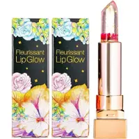 Glamfox Rose Flower Lip Glow Lipstick - 24 Karaat Goudkorrels Lippenstift met 100% Echte Roos Bloem - Lip Plumper - Lipverzorging - 2 Stuks