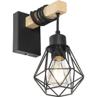 QAZQA Slimme wandlamp zwart met hout incl. WiFi A60 - Chon