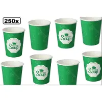 TakeAware 250x Soepbeker karton 240cc Delicious groen - Soep salade beker festival warme dranken maaltijd carnaval
