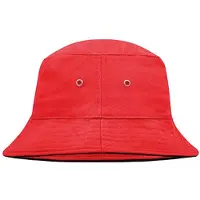 Myrtle beach Vissershoedje rood met zwart | bucket hat | zonnehoedje van katoen | S/M