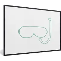 PosterMonkey Fotolijst incl. Poster - Duikbril - Abstract - Blauw - 60x40 cm - Posterlijst
