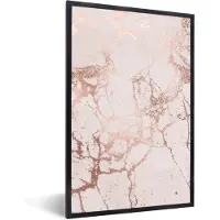 PosterMonkey Fotolijst incl. Poster - Marmer - Roze - Rosé Goud - 60x90 cm - Posterlijst