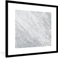 PosterMonkey Fotolijst incl. Poster - Marmer - Glitter - Zilver - 40x40 cm - Posterlijst