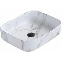 Guido Gusto Waskom Sabrina 50x39x13cm marmerlook inclusief afvoerplug mat zwart