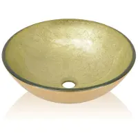 vidaXL Wasbak gehard glas 42 cm goud