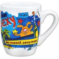 Paper Dreams mok cartoon-stijl sexy man keramiek 325 ml geel