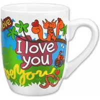 Paper Dreams mok catoon-stijl I love you keramiek 325ml wit