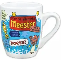 Paper Dreams mok cartoon-stijl meeter keramiek 325ml blauw/wit