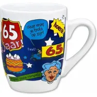 Paper Dreams mok cartoon-stijl 65 jaar keramiek 325 ml blauw