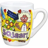Paper Dreams mok cartoon-stijl 50 jaar keramiek 325 ml wit