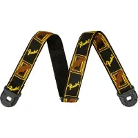 Fender QUICK GRIP LOCKING END STRAP BLACK YELLOW AND BROWN 2"