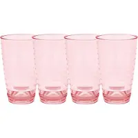 Eurotrail Set van 2x stuks onbreekbare kunststof camping/picknick water glazen/drinkglazen rood 400 ml - polycarbonaatglas