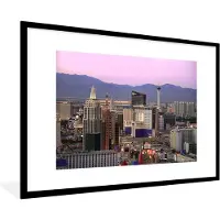 PosterMonkey Fotolijst incl. Poster - Las Vegas - Skyline - Zonsondergang - 120x80 cm - Posterlijst