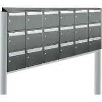 Allux Systeembrievenbus Flow Set 6-Breed, 3-Hoog Met Dak Op Statief Antraciet