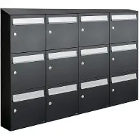 Allux Systeembrievenbus Flow Set 4-Breed, 3-Hoog Met Dak Zwart