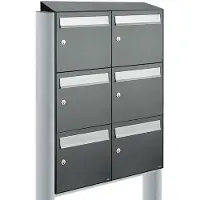 Allux Systeembrievenbus Flow Set 2-Breed, 3-Hoog Met Dak Op Statief Antraciet