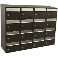 Allux Systeembrievenbus Brickset 4-Breed, 4-Hoog Met Dak Zwart