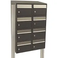 Allux Systeembrievenbus Brickset 2-Breed, 4-Hoog Met Dak Op Statief Antraciet
