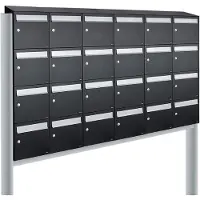 Allux Systeembrievenbus Flow Set 6-Breed, 4-Hoog Met Dak Op Statief Zwart