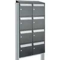 Allux Systeembrievenbus Flow Set 2-Breed, 4-Hoog Met Dak Op Statief Antraciet